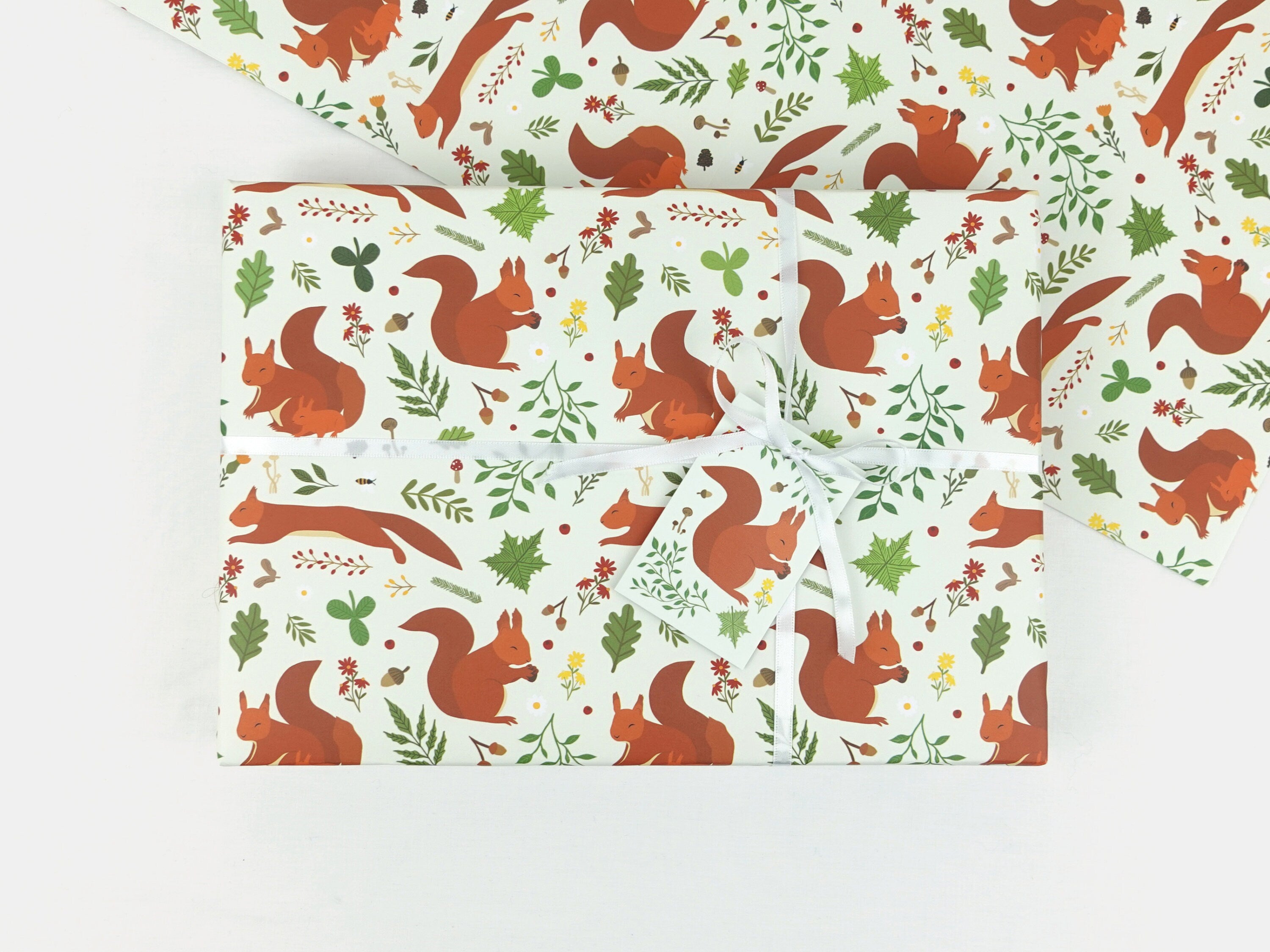 Red squirrel wrapping paper