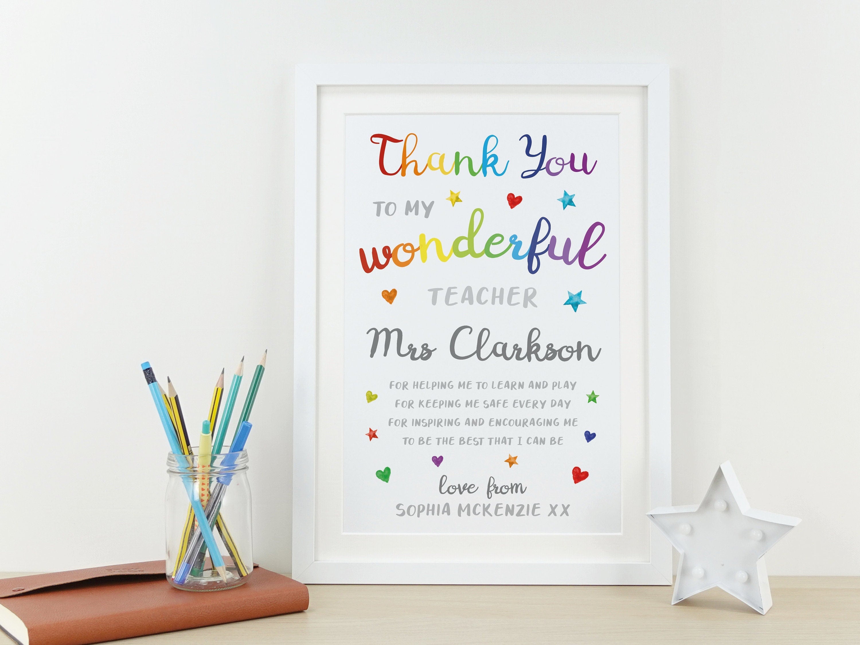 Thank You Shining Star Teacher Gift - Ickle Pickle Prints